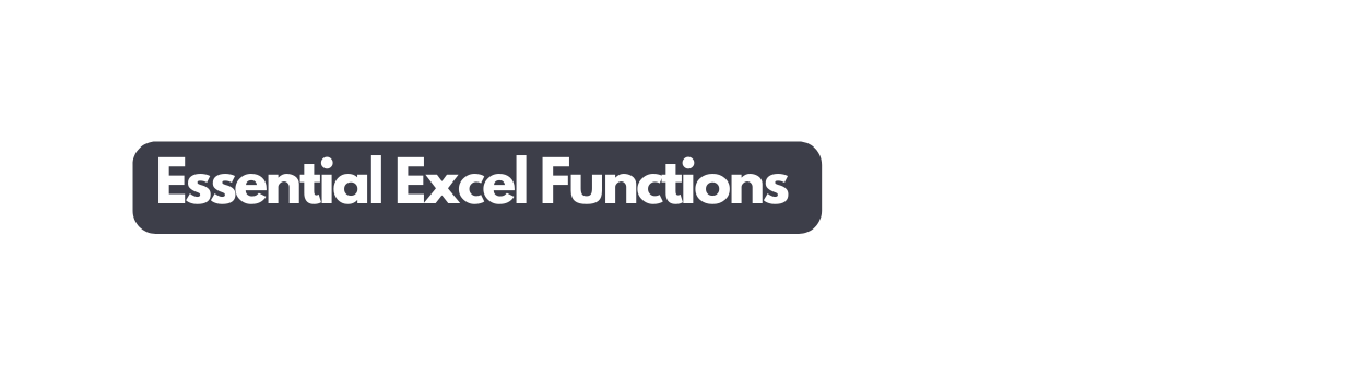 Essential Excel Functions