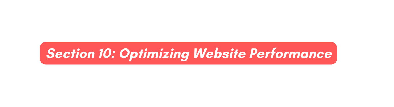 Section 10 Optimizing Website Performance