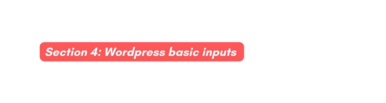 Section 4 Wordpress basic inputs